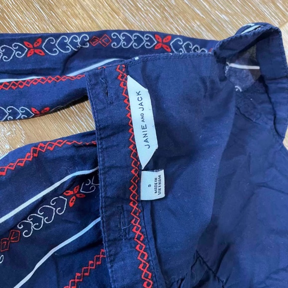 Janie and Jack Girls' Striped Romper – Size 5T – Navy, Red & White - Picture 3 of 3